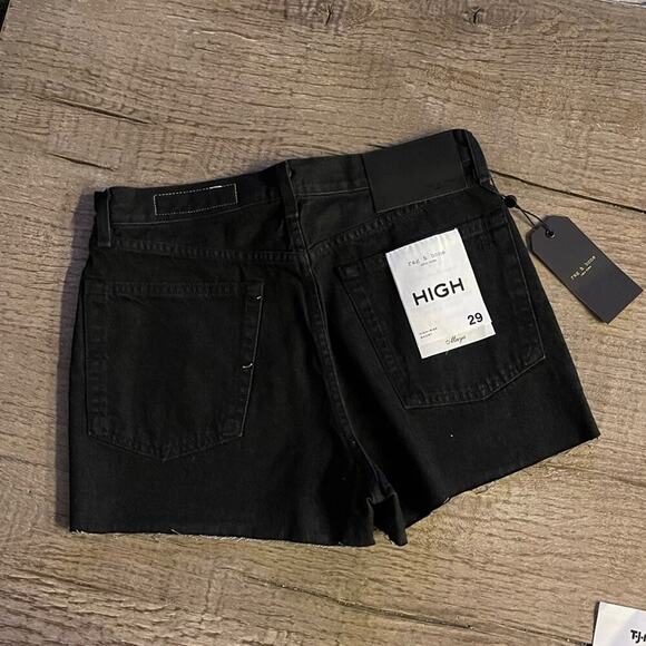 Rag & Bone Maya High Rise Denim Shorts in Black. (29) - Picture 4 of 8